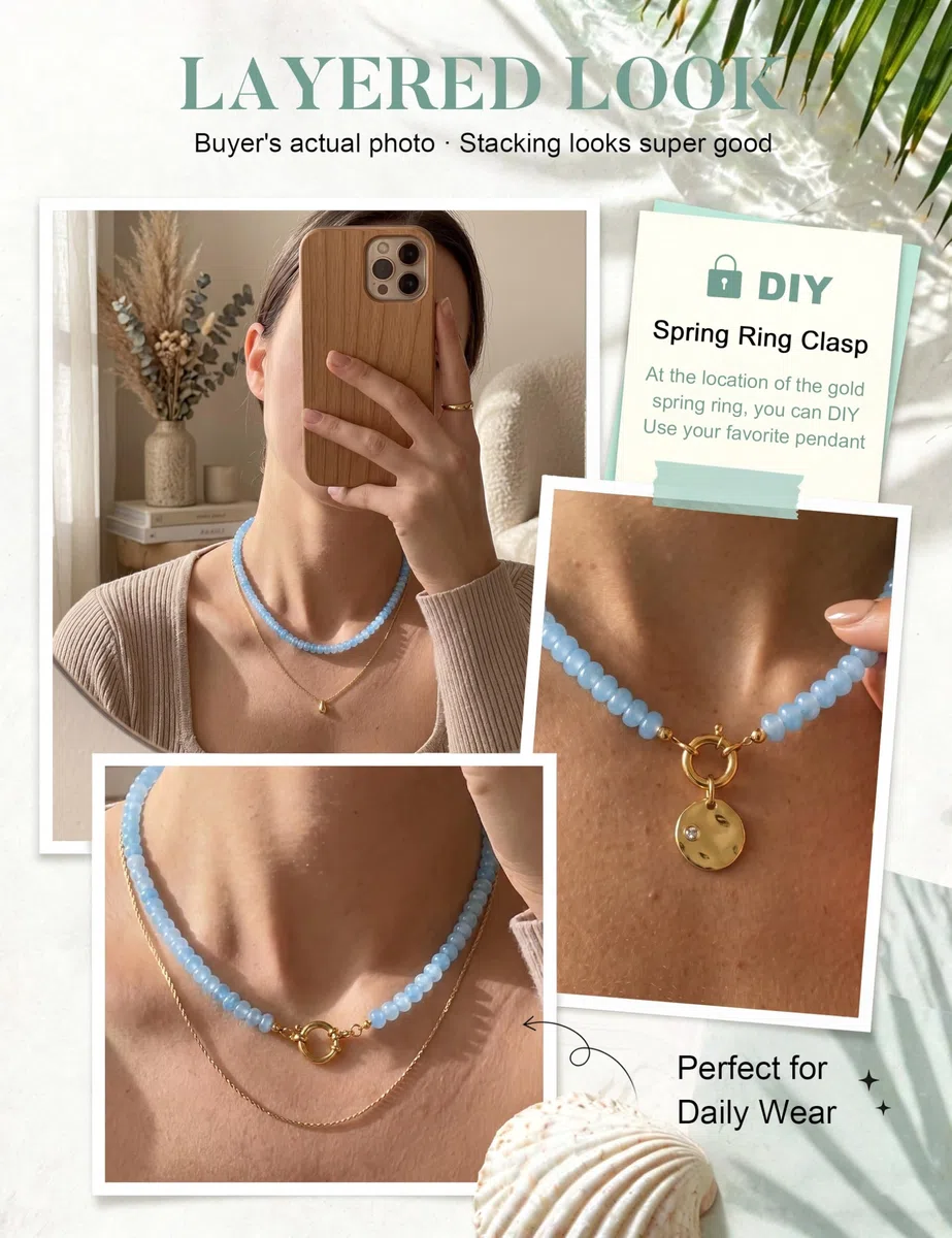 Morfetto Collana Donna Girocollo Collana Perline Colorate Choker Donna Collane in Pietra Naturale Collane Estive Boho Regalo Gioielli per Donne