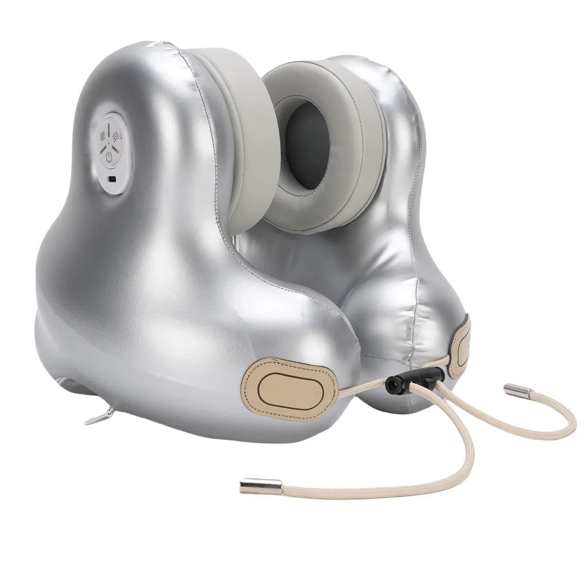 GOWENIC Cuscino da Viaggio per Collo con Auricolare Bluetooth 5.2 Supporto per Collo a 360 Gradi per Famiglie e Voli, Riscaldamento Regolabile e Cuscinetti Auricolari Rimovibili per un Riposo