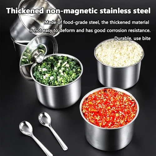 Scatola portaoggetti per condimenti, in acciaio inox, contenitore per spezie self-service per uso commerciale, ideale per cucine di hotel, grande capacità per ingredienti di condimento