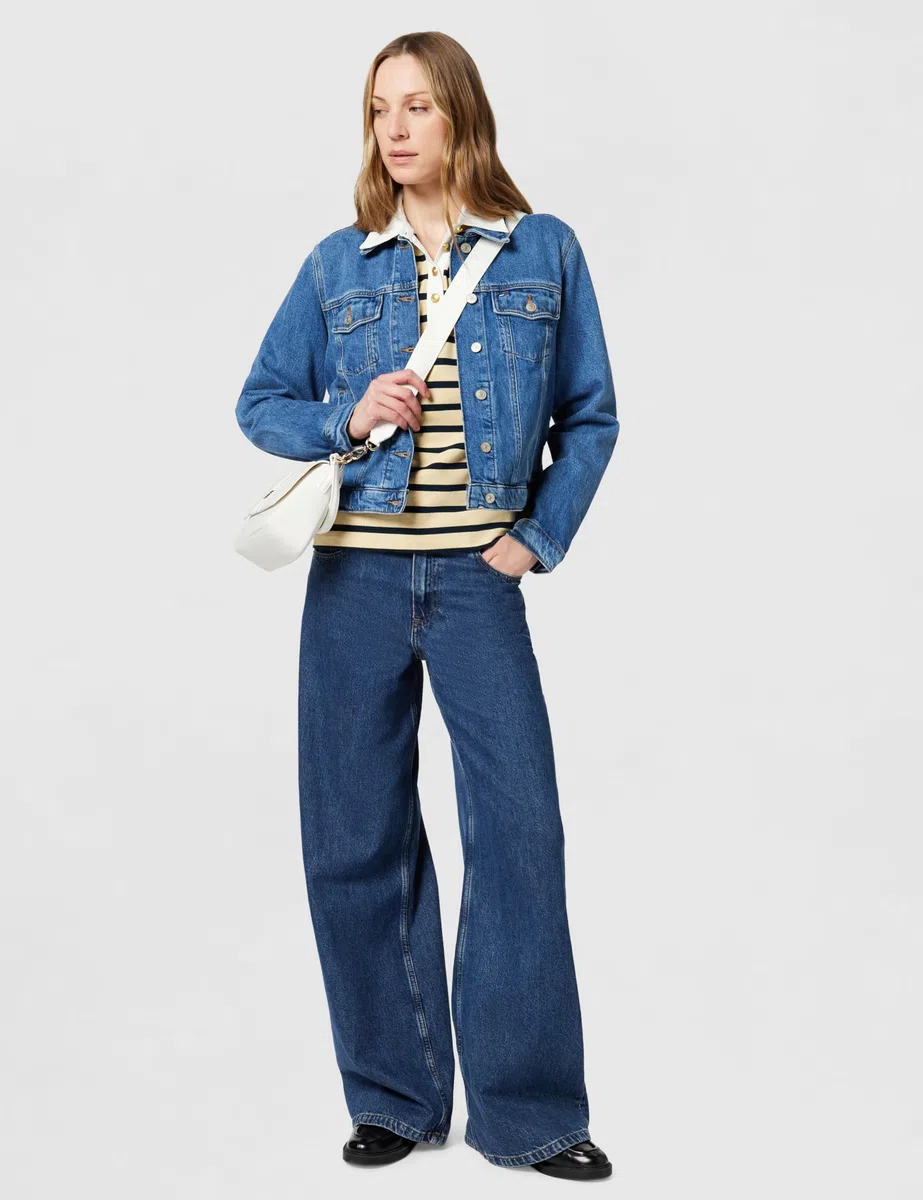 Tommy Hilfiger Donna Pullover Gold Button Rugby Terry con Colletto a Punta