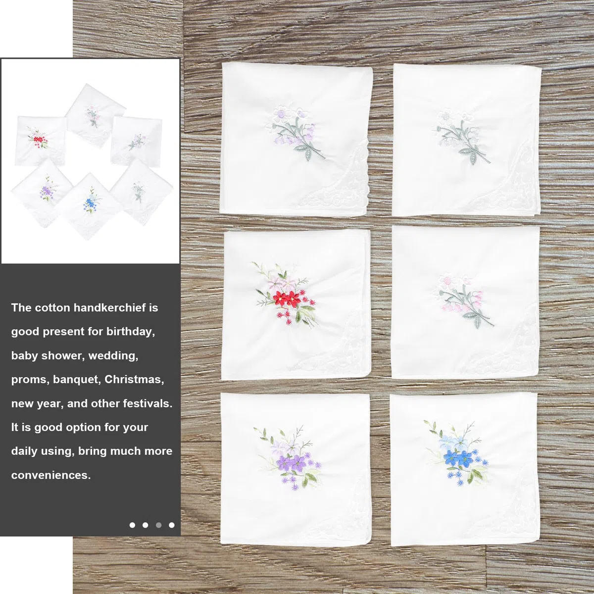 Set 12 Pezzi Tovaglioli in Cotone Lavabili Motivo Floreale Eleganti Chiari Leggeri e Resistenti per Uso Quotidiano e Occasioni Speciali Stili multipli