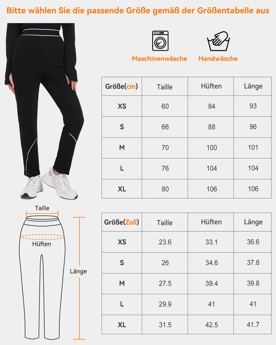 FERNIDA Pantaloni riscaldati da Donna, Neri Termici, con Power Bank, Invernali, Caldi, Leggings Termici, 3 Livelli di Temperatura