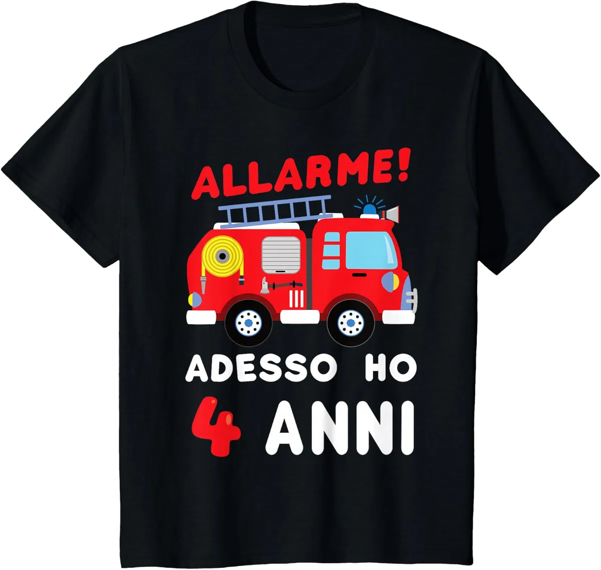 Camicia camion dei pompieri ho 4 anni regalo ragazzi ragazze Maglietta