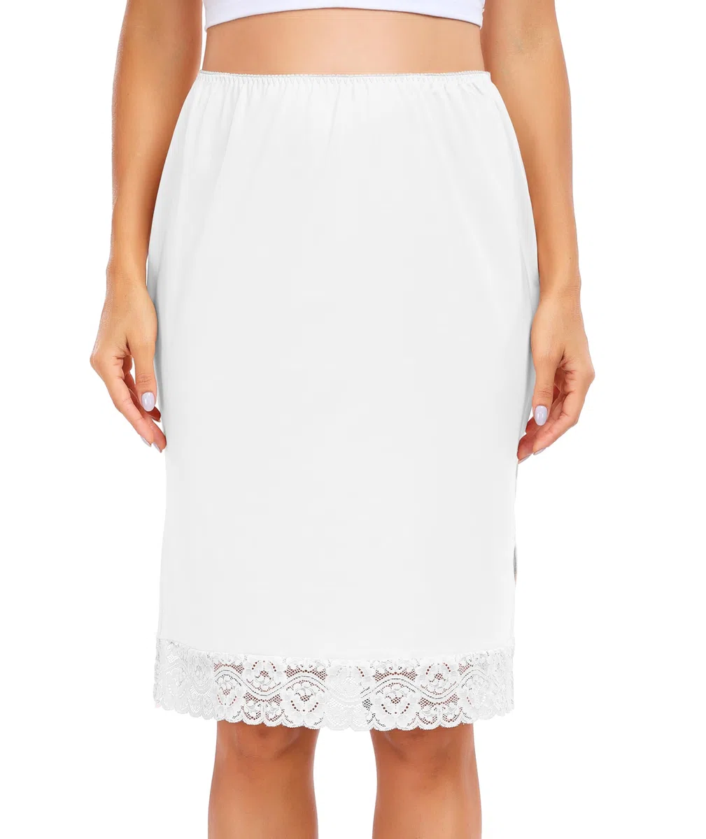 Wikoan Sottogonna da Donna,Morbido Pizzo Trim Sottoveste Gonne da Donna con Sottoveste per Abiti S-XXL