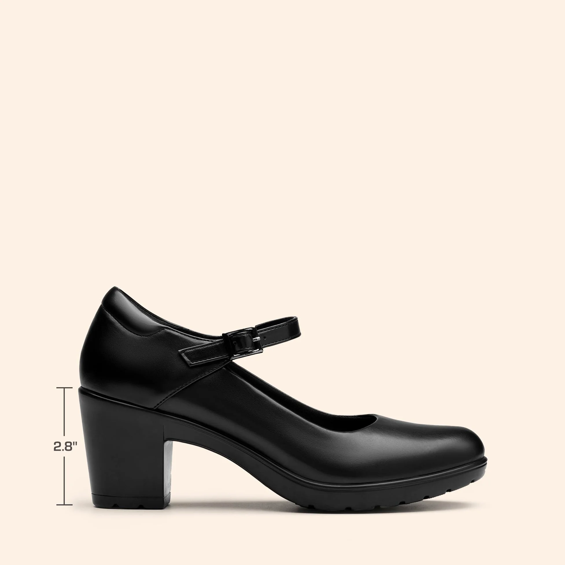 Dream Pairs Mary Janes - Scarpe da Donna con Tacco Basso e Cinturino alla Caviglia, Punta Chiusa, comode, da Lavoro, con Punta Arrotondata
