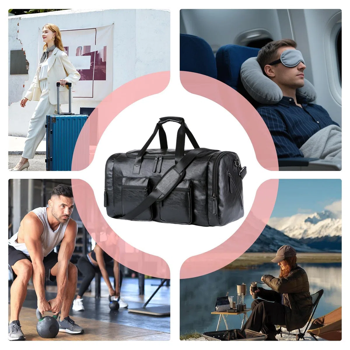 Borse Da Viaggio Duffle Per Uomini Pelle PU Grande Capacità Portatile | Borsa Da Viaggio Per Uomo Per Viaggi Duffel Per Fidanzato Padre Marito Viaggi Weekend Palestra Lavoro Business Scarpe Vestit