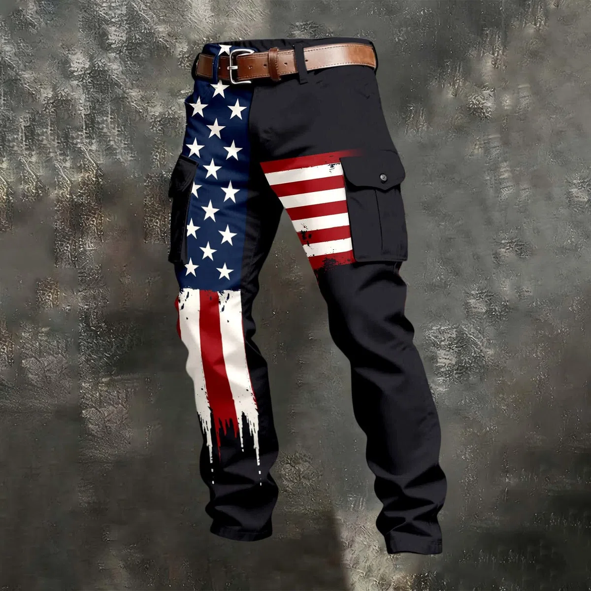 Pantaloni sportivi da uomo con bandiera americana, pantaloni lunghi con tasche, pantaloni sportivi estivi, tasche laterali, pantaloni per il tempo libero, palestra, allenamento