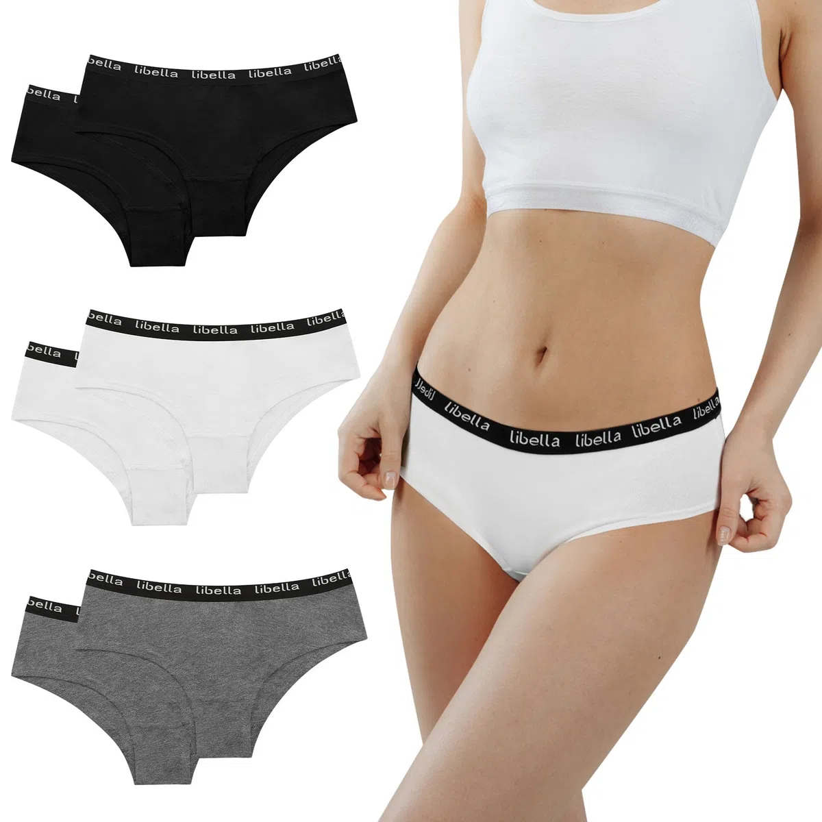 Desanlapi Mutande Ragazza Adolescenti in Cotone Morbidi Vita Media Slip Bambina Elasticizzato Intimo 8-18 Anni Pacco da 6
