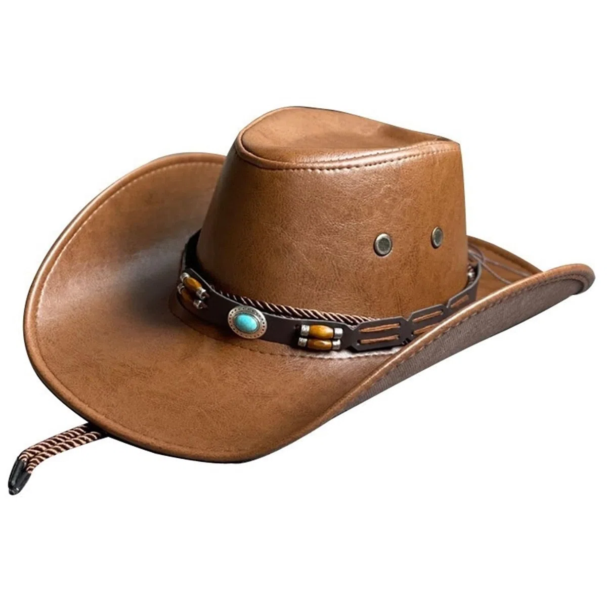 Cappello Cowboy Cappelli da Cowboy in Pelle PU for Donna Uomo Cappelli Vintage da Gentiluomo Cappellino da Jazz Cowgirl