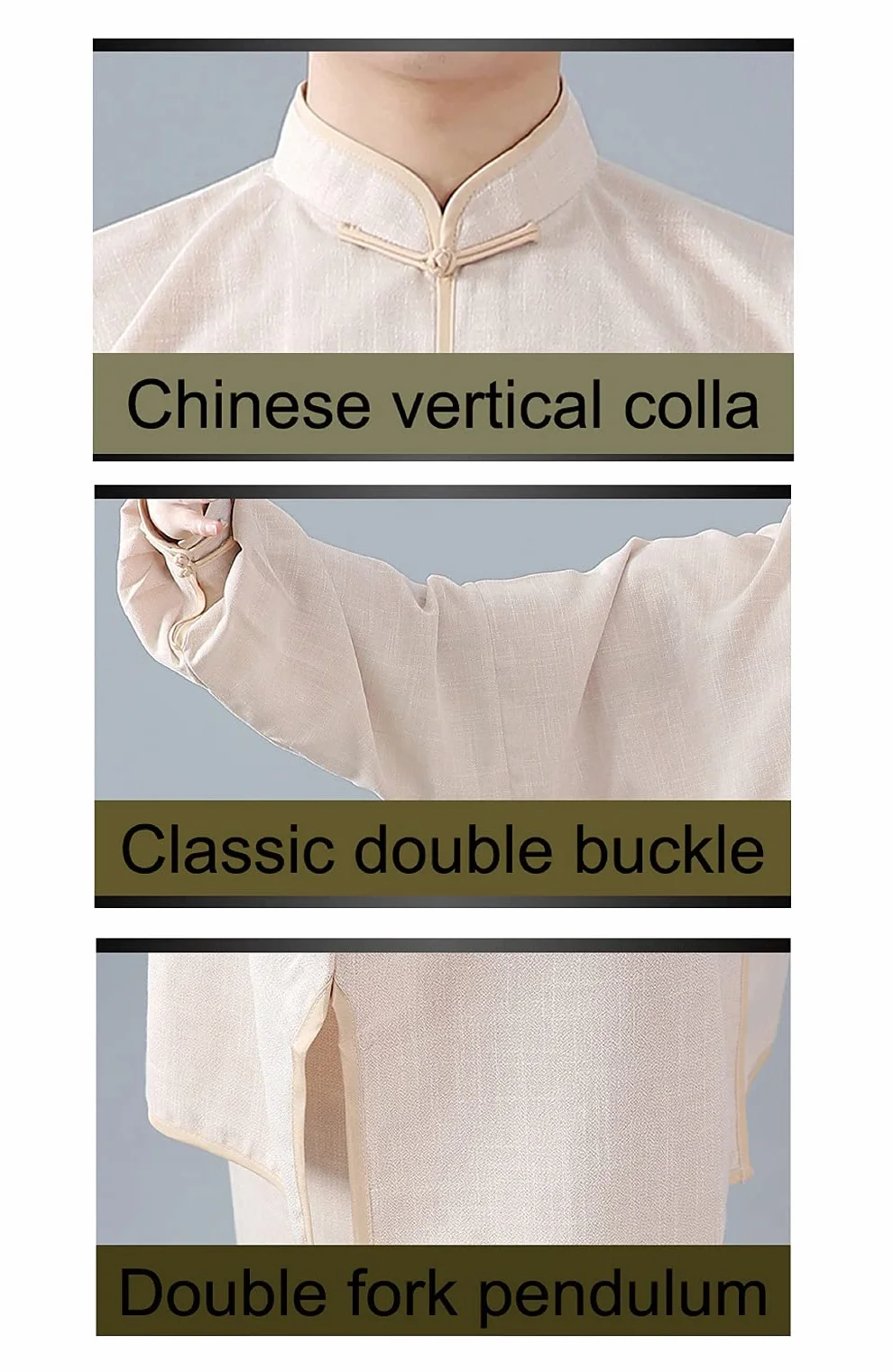 FUYUFU Cotone e Lino Tai Chi Abbigliamento Uniforme Kung Fu Unisex Abbigliamento per Arti Marziali (Un Set) (Nero/Maniche Lunghe, XXXL)
