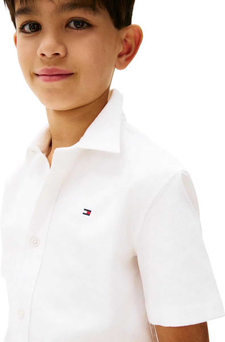 Tommy Hilfiger Stretch Oxford Shirt SS Kb0kb09554 Camicie Bambini e Ragazzi (Pacco da 1)