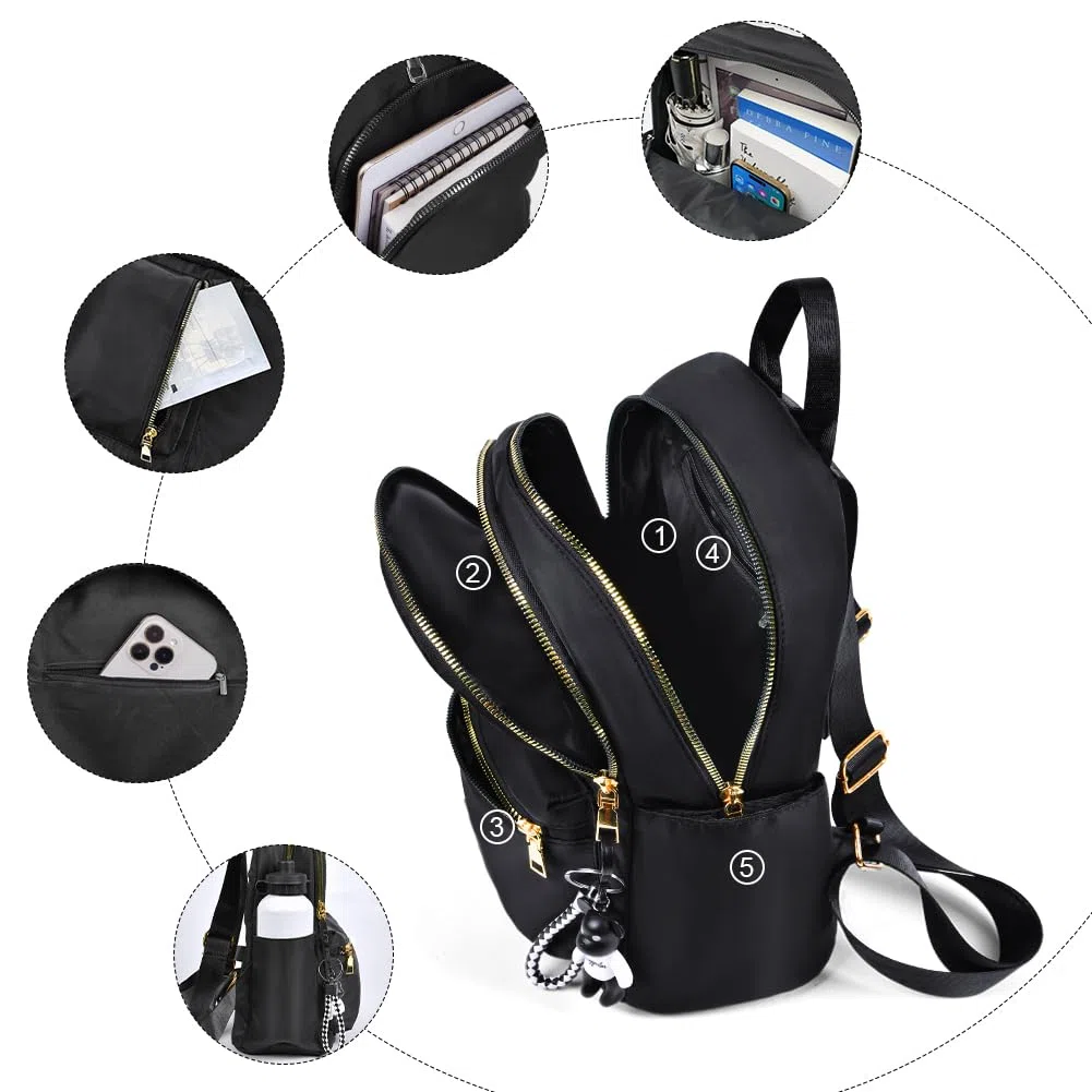 Aucuu, Zaino da donna alla moda, leggero, casual, in nylon, piccolo, antifurto, per la scuola e da viaggio, per donne e ragazze