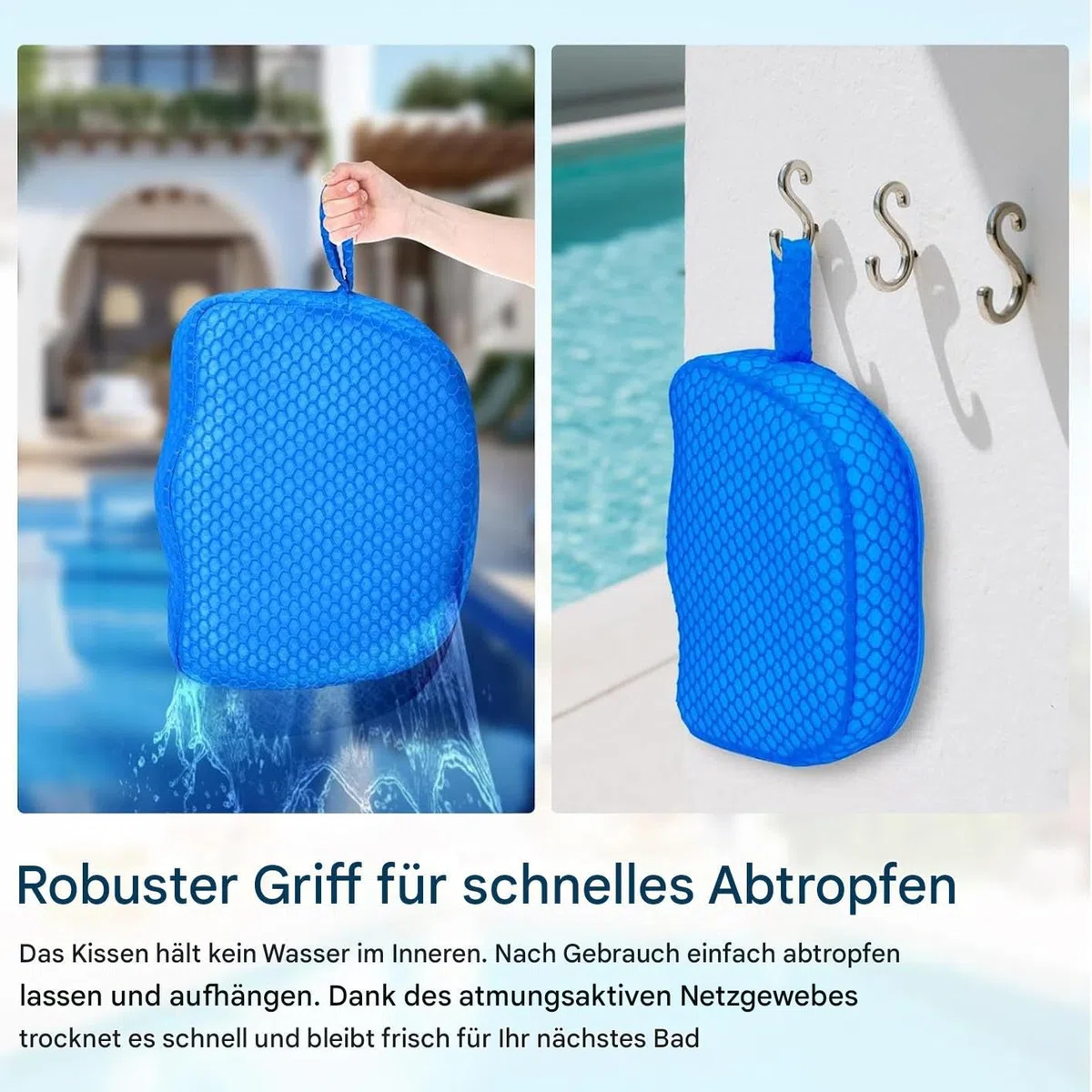 Sedile Rialzato per Vasca Idromassaggio Maglia Aria 3D Antiscivolo | Cuscino Rialzato Spa Per Piscina Interna, Bagno, Relax in Giardino, Camper, Anziani e Gravidanza