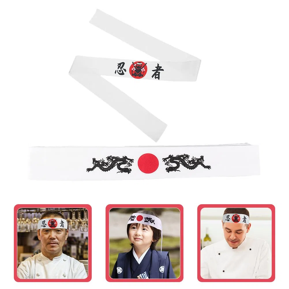 Alipis 2 Fasce Giapponesi Chef Sushi Hachimaki Per Karate Bandana Chef Sushi Cravatta In Costume Cerchio Capelli Drago Per Il Karate Halloween Sushi Stile A