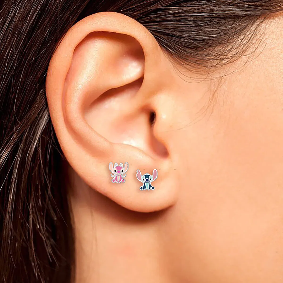 Disney Lilo & Stitch - Orecchini a lobo non corrispondenti, orecchini Disney Jewelry, Argento sterling
