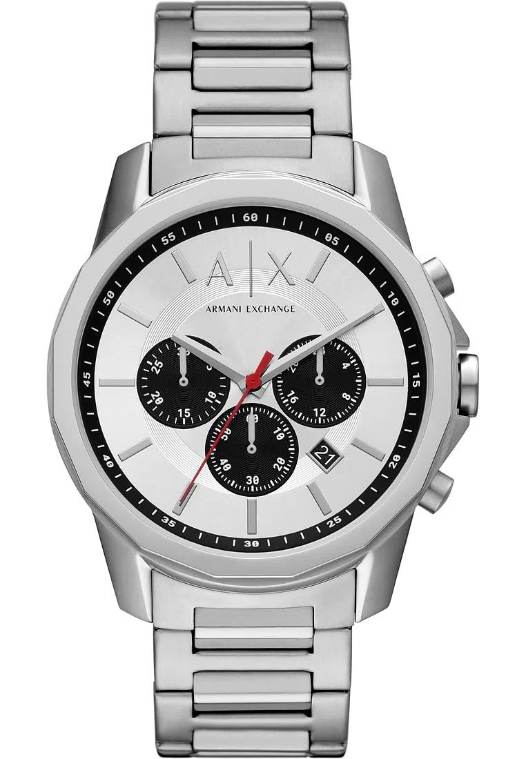 Armani Exchange Orologio da uomo, Movimento cronografo al quarzo e cassa da 44 mm con cinturino in acciaio