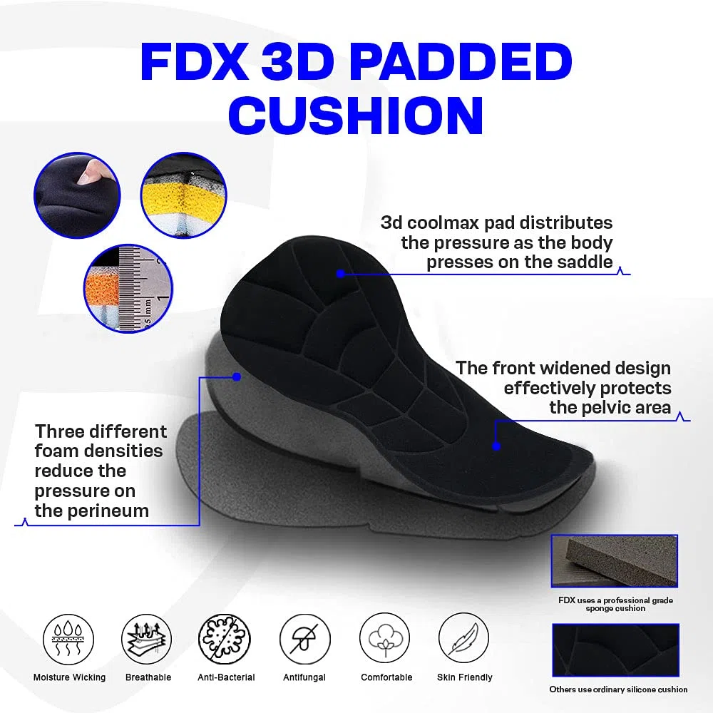 FDX Tights da Ciclismo da Uomo, Imbottitura 3D, Termici, idrorepellenti, Leggeri, Tessuto Super Roubaix, Pantaloni Invernali Bici, Leggings Elastiche