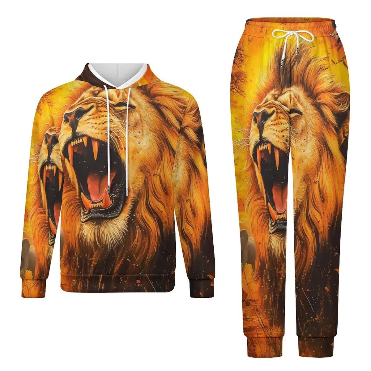 Leone Animali Africani Elefante Giraffa Tute per Gli Uomini Manica Lunga Felpa Con Cappuccio E Pantaloni Della Tuta Joggers Set Moda Tute
