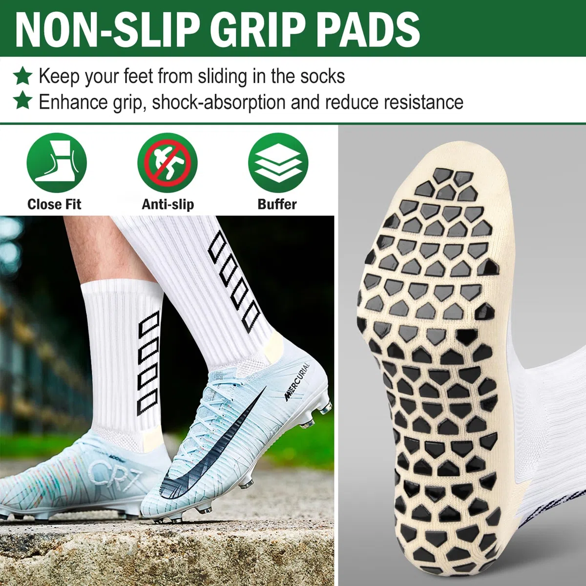 Calze Calcio Antiscivolo Uomo 37-45 Calze Antiscivolo Calcio Anti Vesciche Addensare Cotone Calzini Sportivi Donna Traspirante Calzini Grip Calcio per Ciclismo Trekking