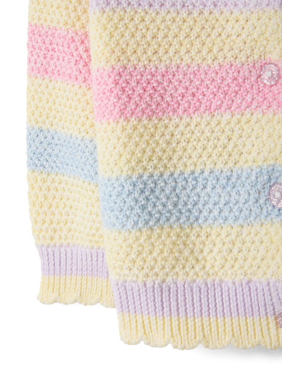 OVS Kids Cardigan in Puro Cotone a Righe Multicolor da Bimba Regular Fit