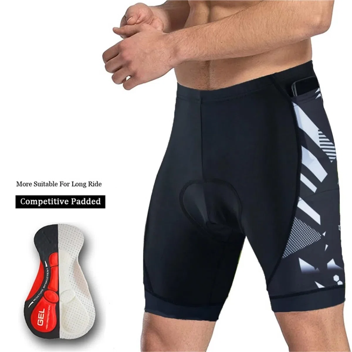 Pantaloncini da Ciclismo 2 Pezzi Pantaloncini da Ciclismo Uomo Estivi con Imbottitura in Gel, Sportivi, Triathlon, Bici Strada, Pantaloni, Uniforme, Maglia, Tasche(Black02,L)