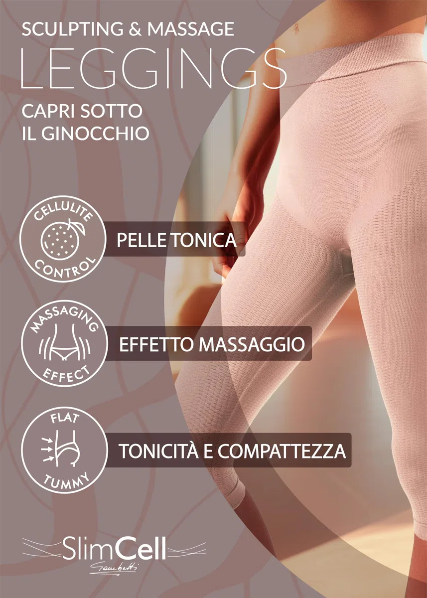 SLIMCELL Gambetti Leggins Anticellulite Donna Snellente Capri - Guaina Contenitiva Donna, Pantaloncini Anticellulite, Leggins Drenanti, Intimo Modellante Senza Cuciture, Shapewear - Made in Italy