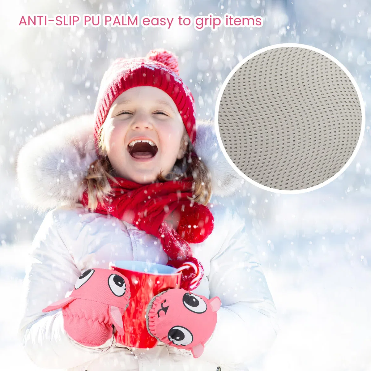 Guanti invernali per bambini, guanti da sci impermeabili termici guanti da neve guanti da neve per bambini e ragazze 5-10 anni, coniglio squalo giraffa