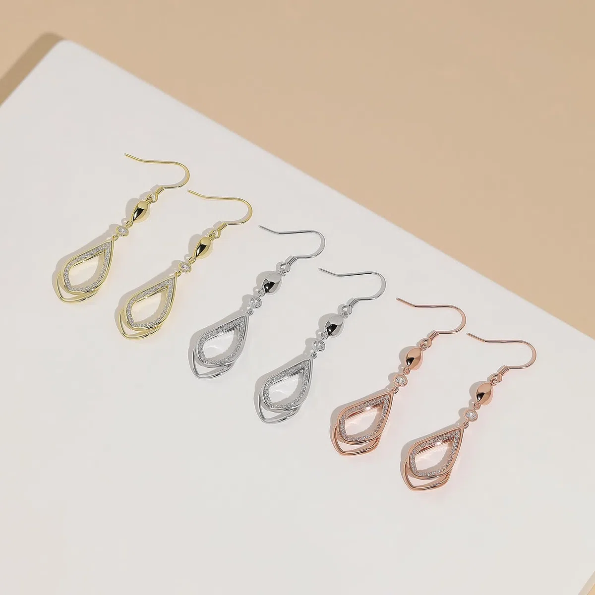 Meissa Orecchini Donna Pendenti Lunghi Argento 925 Orecchini Dorati Piercing Cerchio Piccoli con Pendenti Pietra Gioielleria Donna Regalo Sposa Moglie Anniversario (oro rosa)