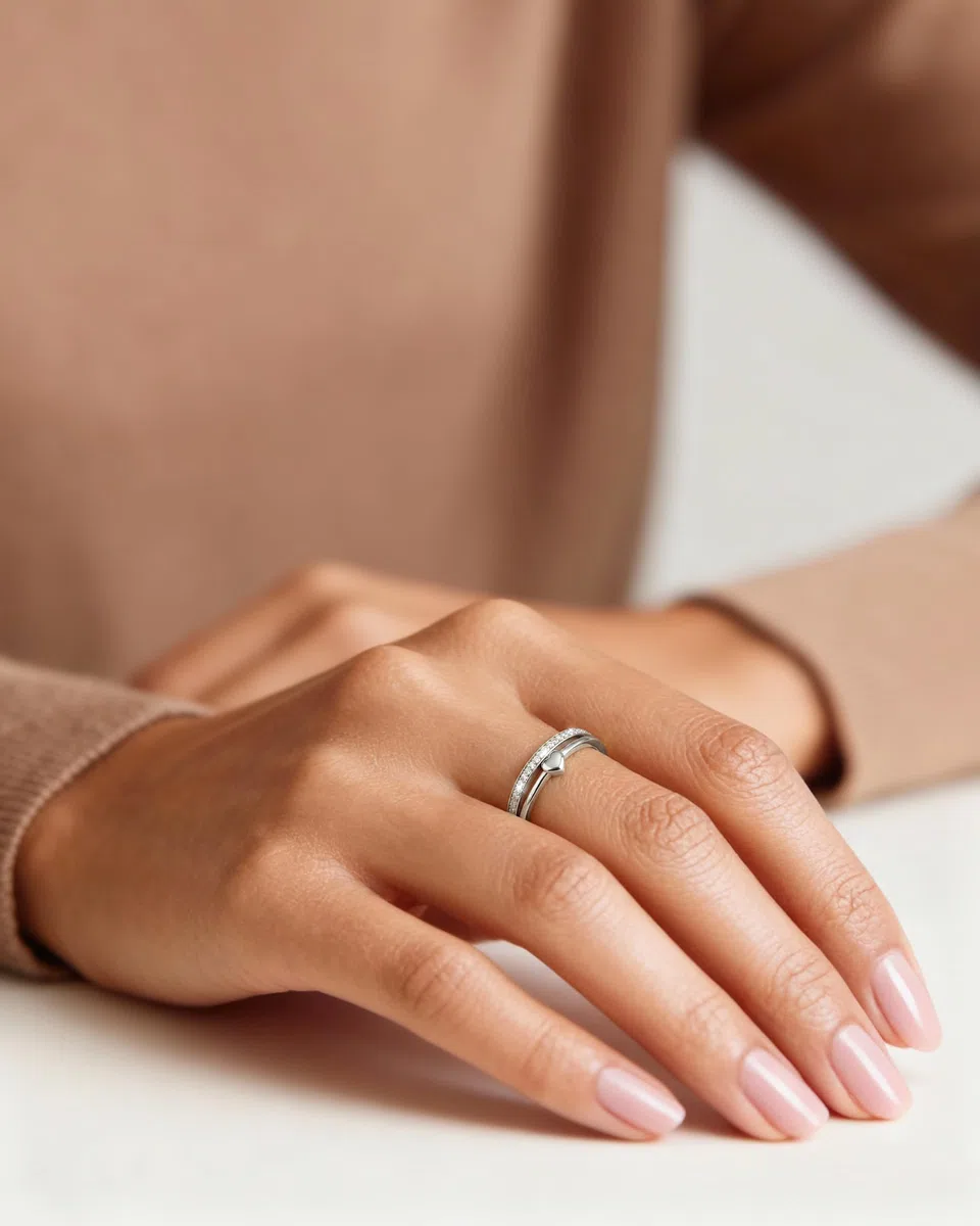 J.Fée Anello Donna Argento 925 Con Zirconi 5A, Anelli Donna Oro Regolabile, Fidanzamento Anello Promessa Anelli in una Confezione Regalo, Elegante Gioiello Regalo Donnas, Oro/Argento/Oro-Rosa
