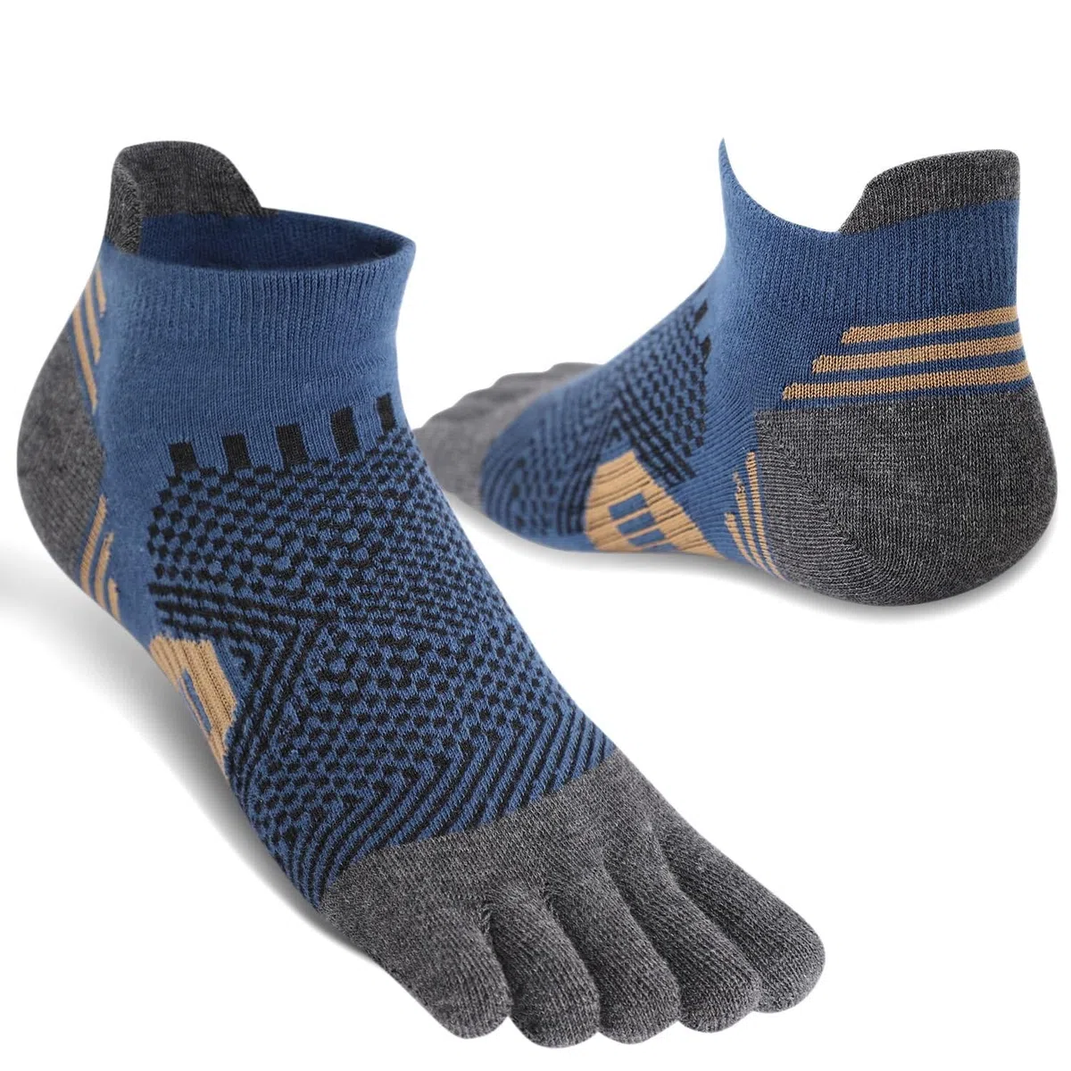 Calzini Da Uomo Con Punta A Cinque Dita Corsa Cotone Athletic Low Cut Per Gli Uomini Asciugatura Veloce Traspirante Morbido per Allenamento Corsa Fitness - Confezione da 5