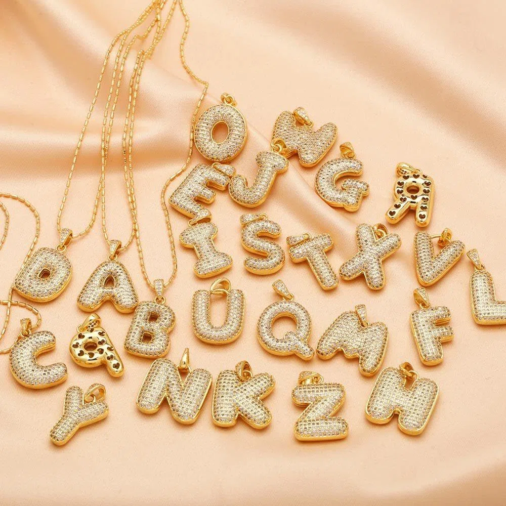 Collana Iniziale Con Lettera Zircone A Bolle - Collana Iniziale Esagerata Con Strass Scintillanti Zircone Pop Collana Con Lettera Pop 26 Az Collana Iniziale Gioielli Regalo Accessori Per Fes