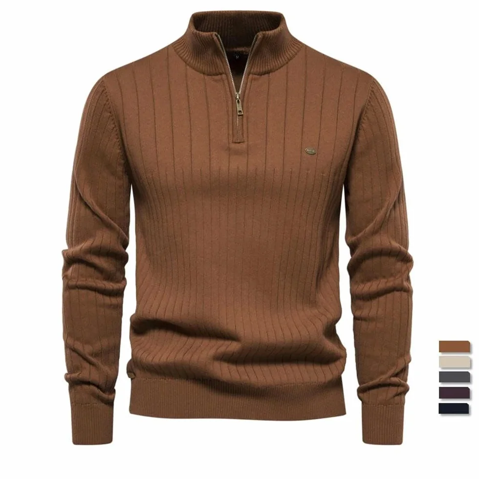 ZBDZSW Autunno Cerniera Pullover Maglioni per gli Uomini Caldo Inverno Collo Stand Cotone Maglione Lavorato A Maglia
