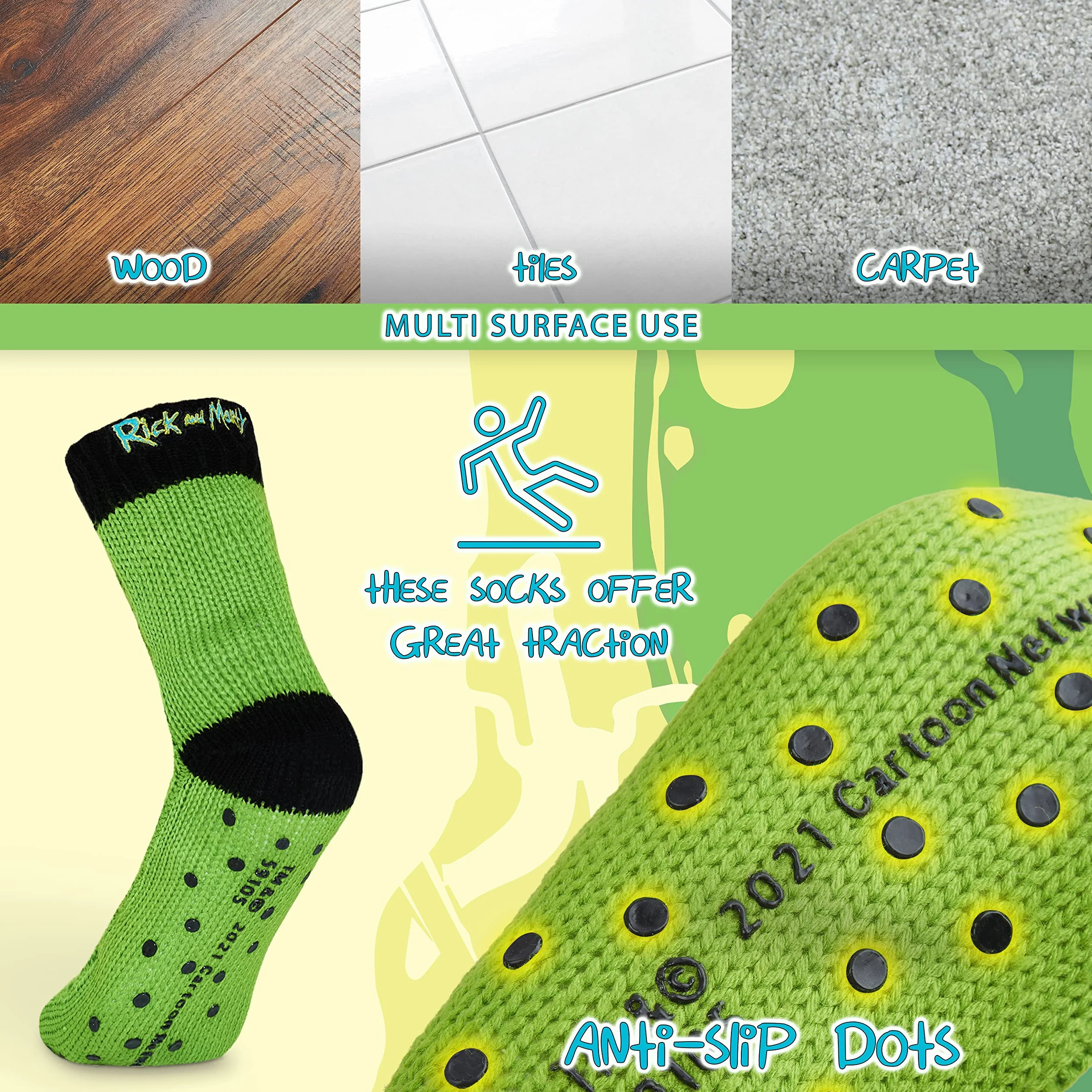 RICK AND MORTY Calze Uomo EU 38-44, Calzini Antiscivolo a Pantofola, Calzini Caldi Uomo, Idea Regalo Accogliente