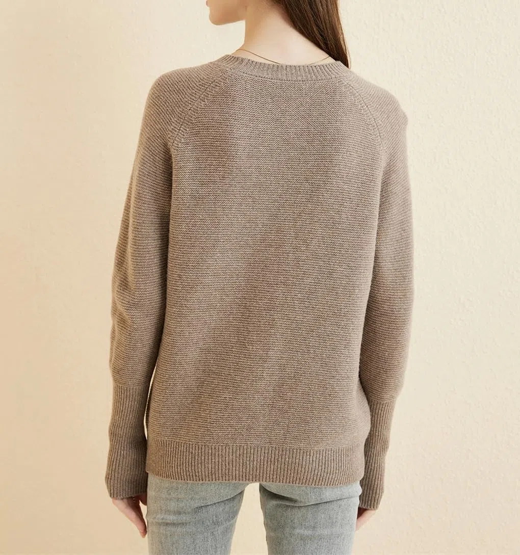 Maglione da donna in lana con scollo rotondo, per autunno e inverno, caldo, morbido, casual, lavorato a maglia