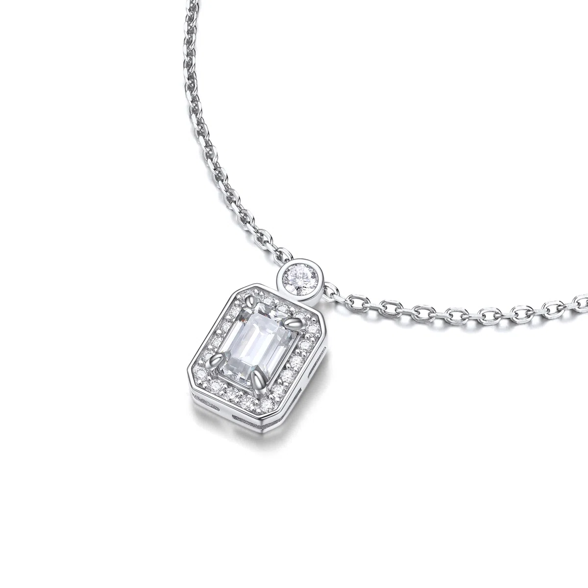 MomentWish Collana Punto Luce Donna, 1 Carato Moissanite Collana Donna Regalo Festa della Mamma Argento 925 Halo Pendente Regalo Compleanno Fidanzata
