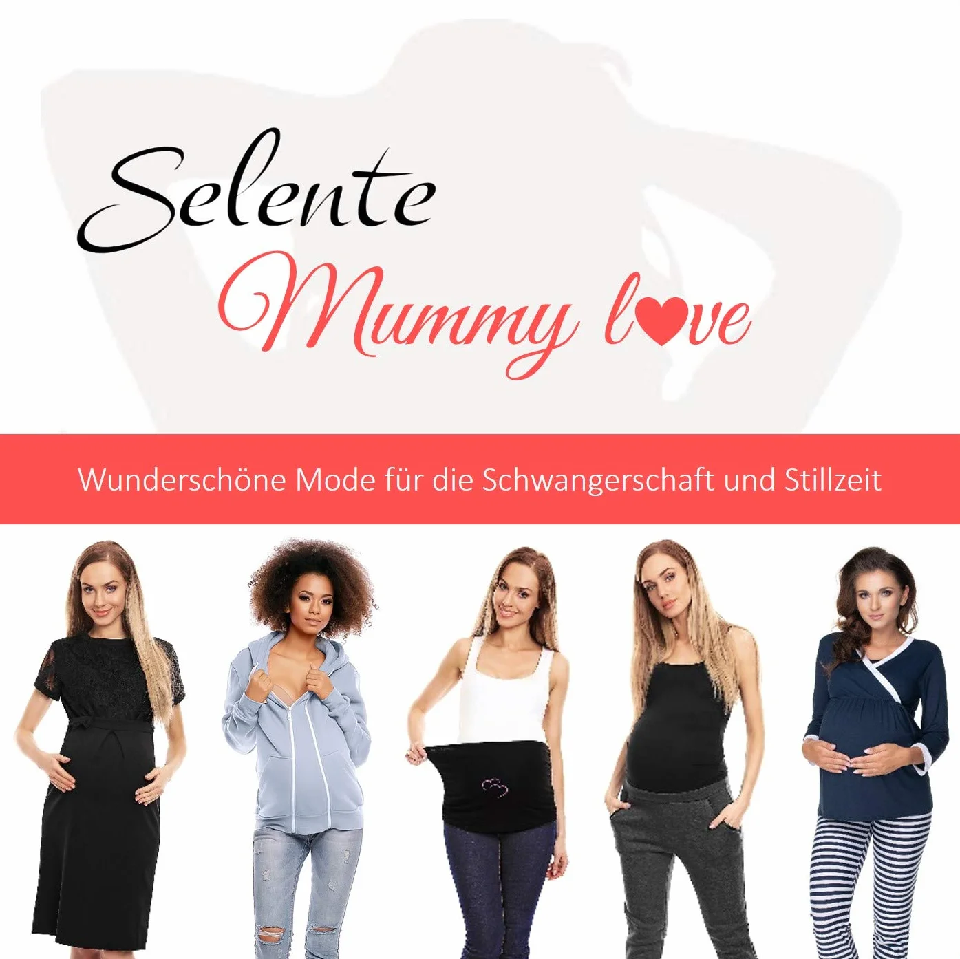 Selente Mummy Love Costume da Bagno Intero Premaman/Gravidanza Taglie IT 42-52. Made in EU.
