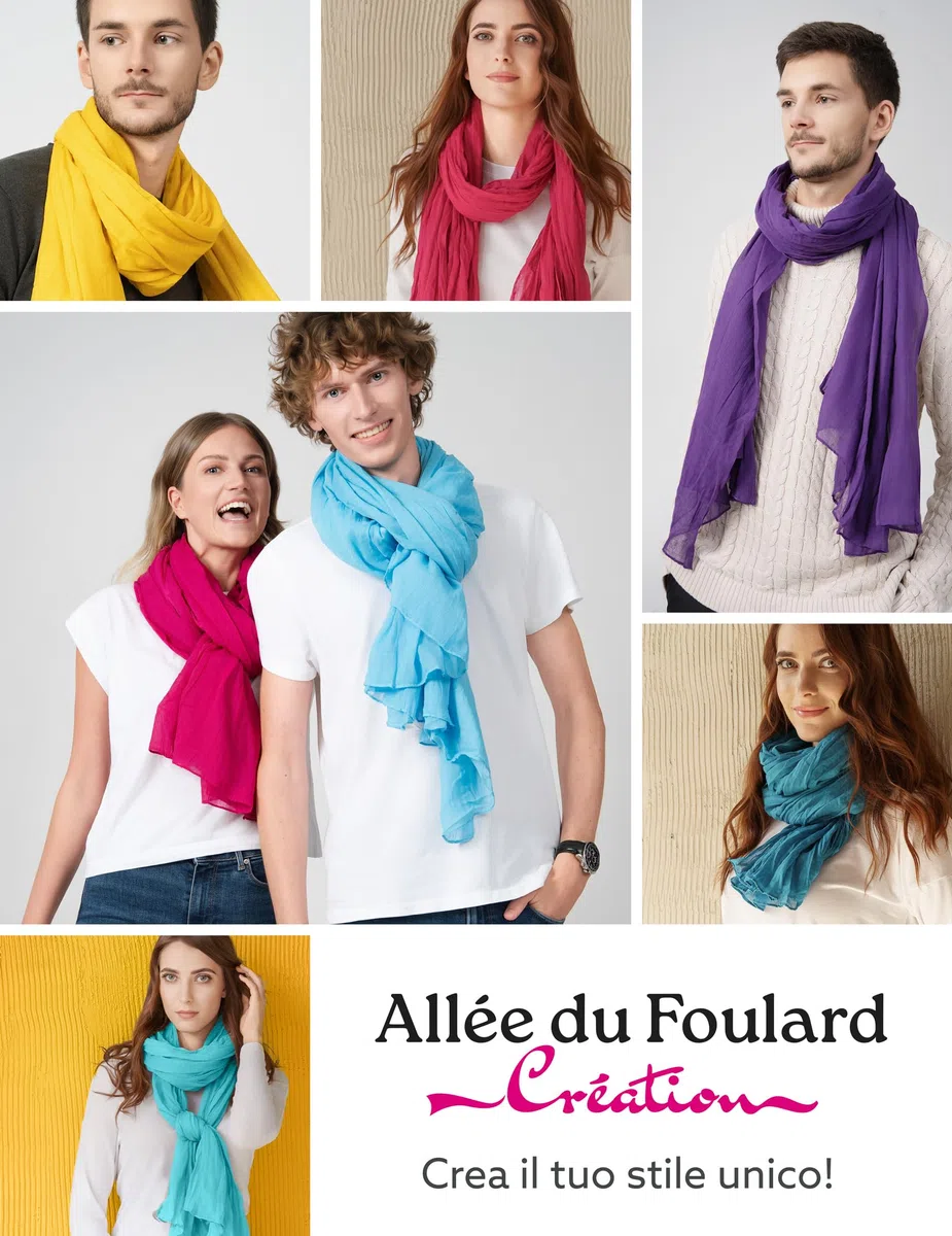 Allée du Foulard - Sciarpa di Cotone 100%, 200 X 110 CM, Foulard per Capelli Donna e Uomo, Stola leggera, Più di 50 Colori Unici e Chic, Cheche Versatile e di Alta Qualità