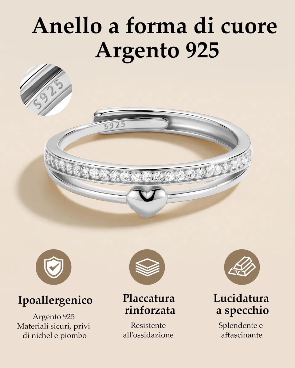 J.Fée Anello Donna Argento 925 Con Zirconi 5A, Anelli Donna Oro Regolabile, Fidanzamento Anello Promessa Anelli in una Confezione Regalo, Elegante Gioiello Regalo Donnas, Oro/Argento/Oro-Rosa