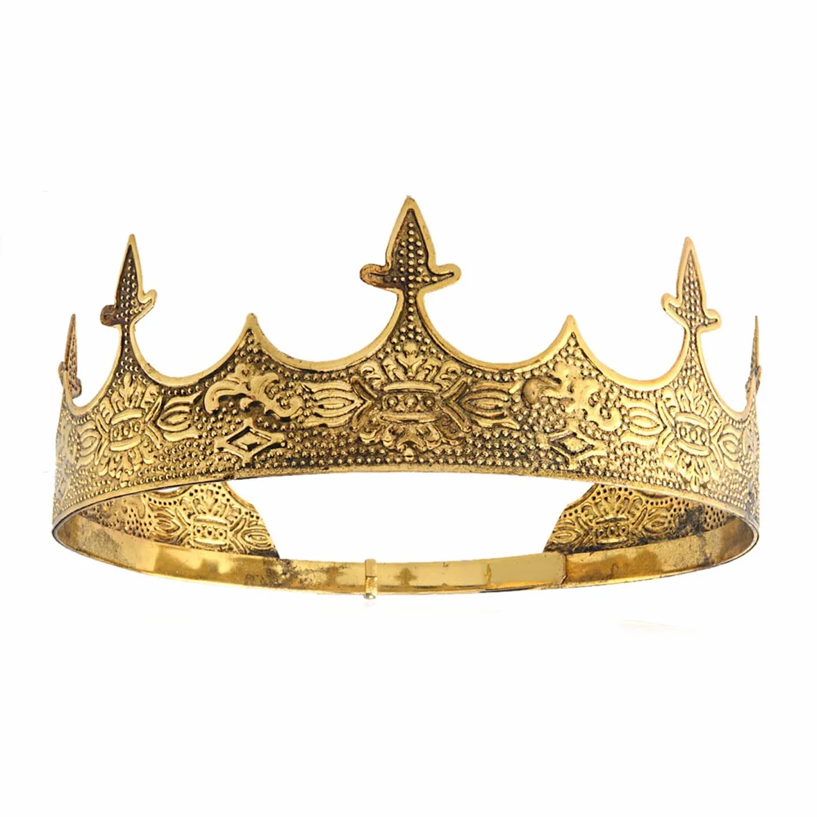 Corona capelli gioielli re reale diadema uomini metallo grandi diademi per Halloween costume (Oro Scuro)