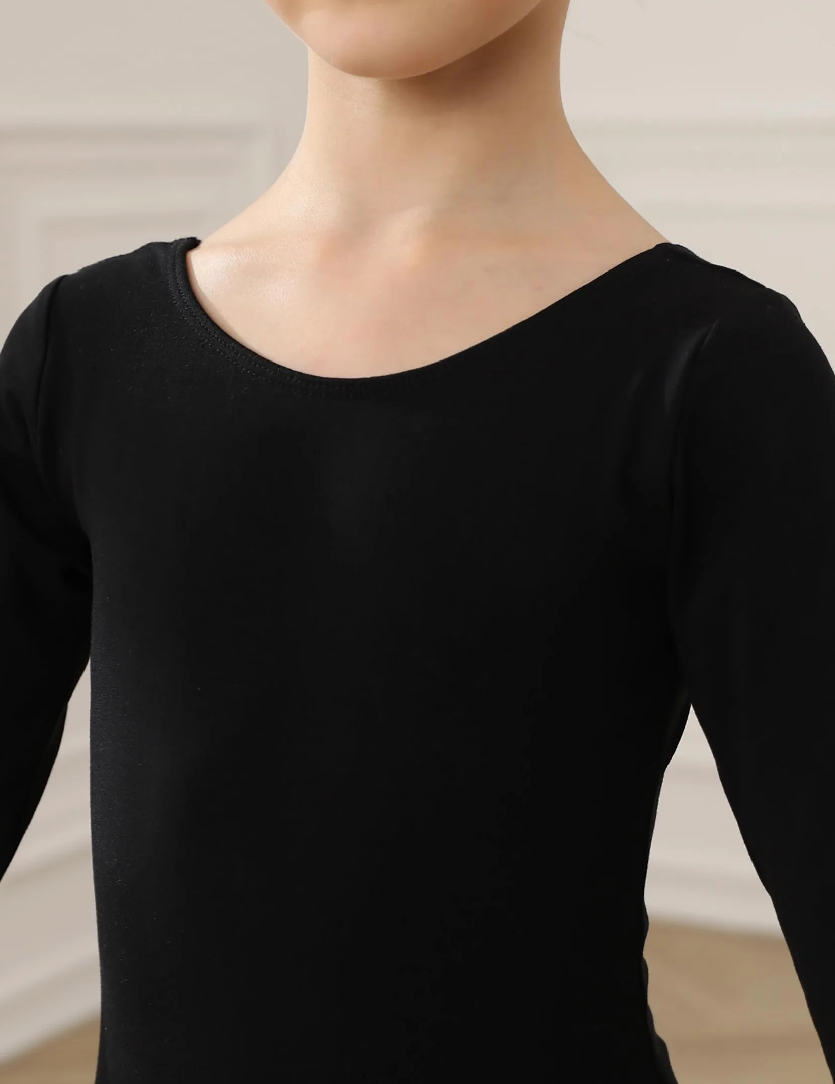 HIPPOSEUS Ragazze Body da Danza con Maniche Lunghe Classico Body Ginnastica Bambina Ballet Leotards,AM0019