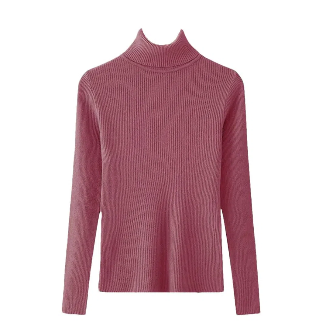 Maglione da donna a collo alto elastico di base invernale maglione nero lavorato a maglia pullover autunnale coreano caldo pullover