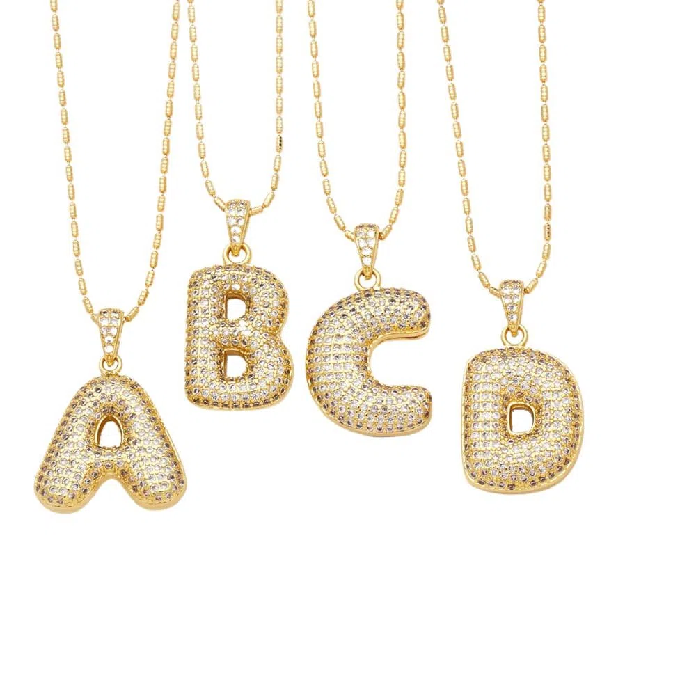 Collana Iniziale Con Lettera Zircone A Bolle - Collana Iniziale Esagerata Con Strass Scintillanti Zircone Pop Collana Con Lettera Pop 26 Az Collana Iniziale Gioielli Regalo Accessori Per Fes