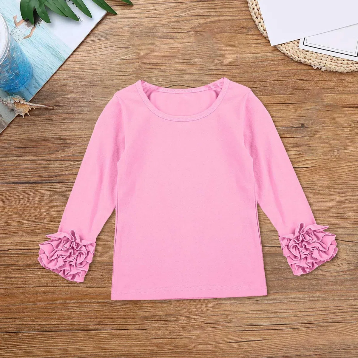 FGUUTYM Camicetta invernale base per ragazze e ragazze con camicetta in pizzo a maniche lunghe, casual, scollo rotondo, per bambini da 1 a 8