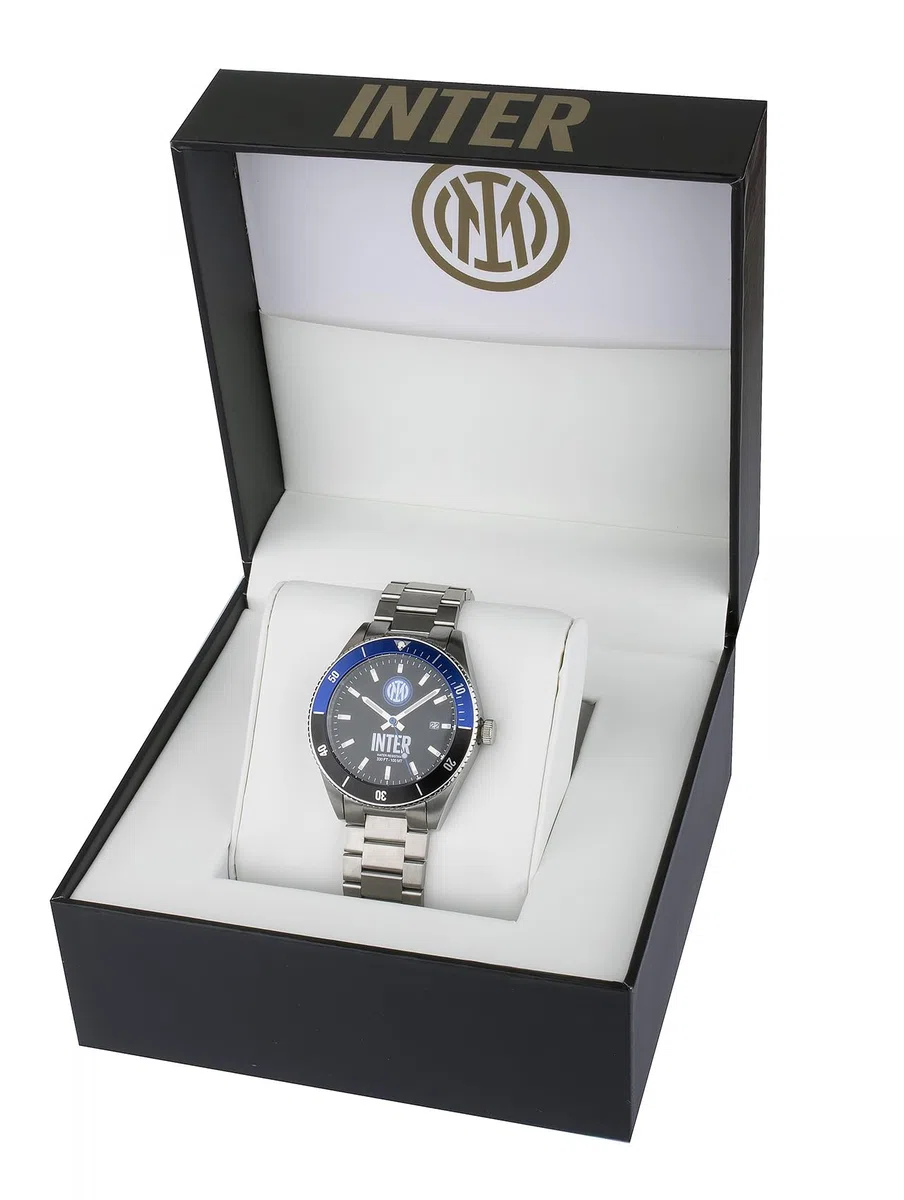 Inter FC Orologio Subacqueo Ufficiale Cassa in Acciaio 40 mm Resistente all'Acqua fino a 100 m