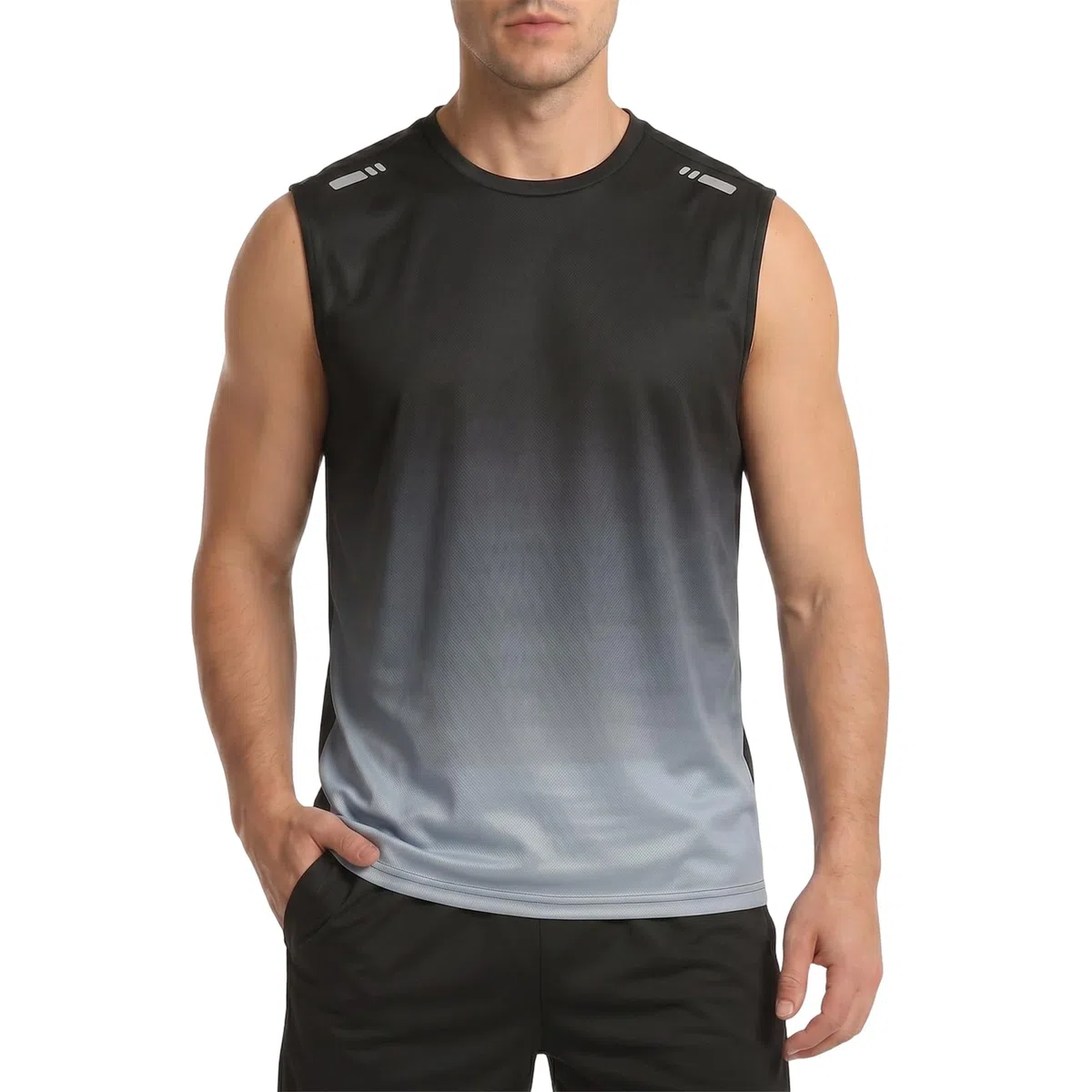 Canotta da Uomo Senza Maniche in Rete Traspirante Sportiva Canottiera Asciugatura Rapida Sportive Maglietta Funcional con Striscia Riflettente per Palestra Corsa Bodybuilding Allenamento