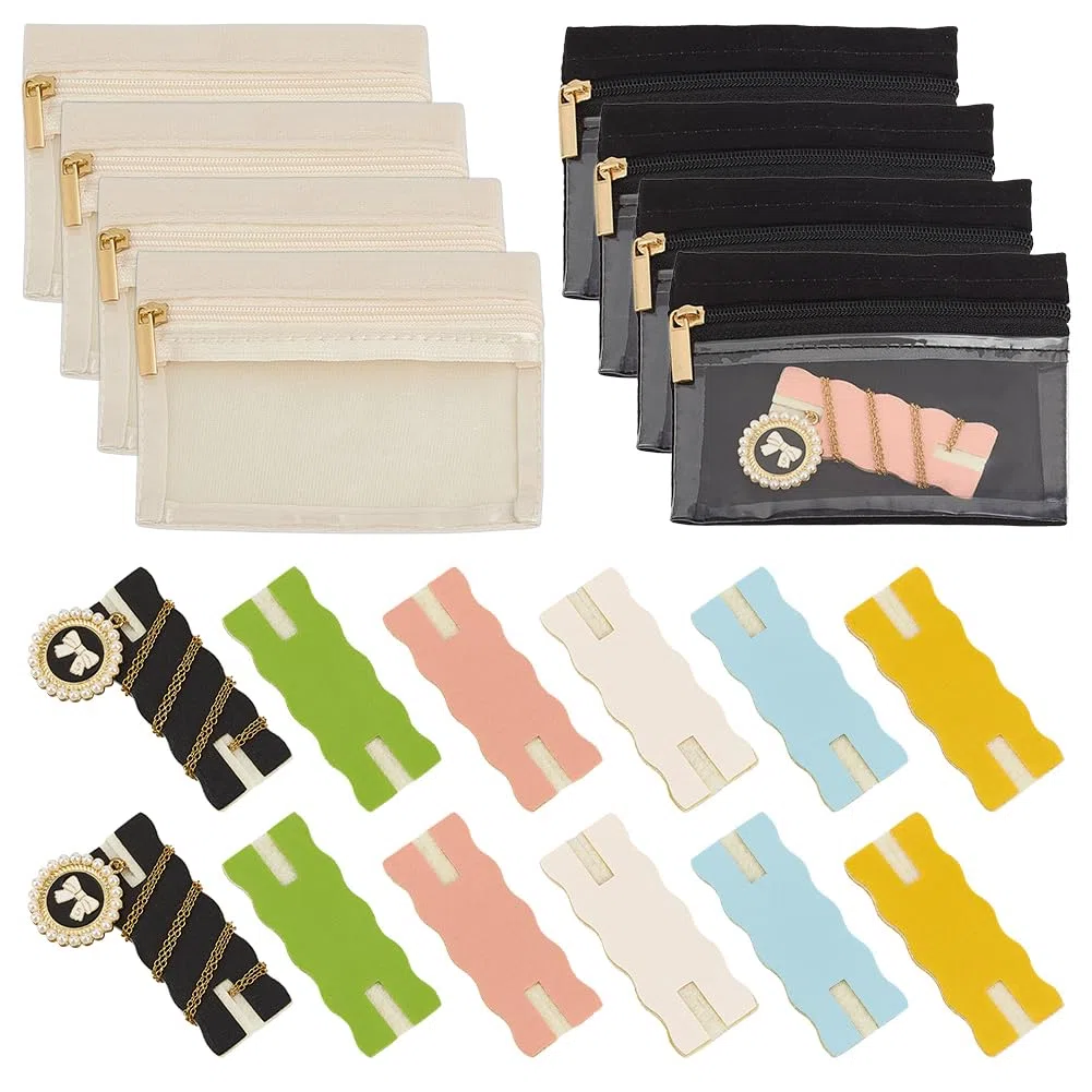 OLYCRAFT 20pz Set per Riporre Collane Includi 8pz borse Portaoggetti Compatte per Gioielli e 12pz Organizer Portatile Anti-Groviglio per Riporre Collane A Catena Da Viaggio e Da Casa
