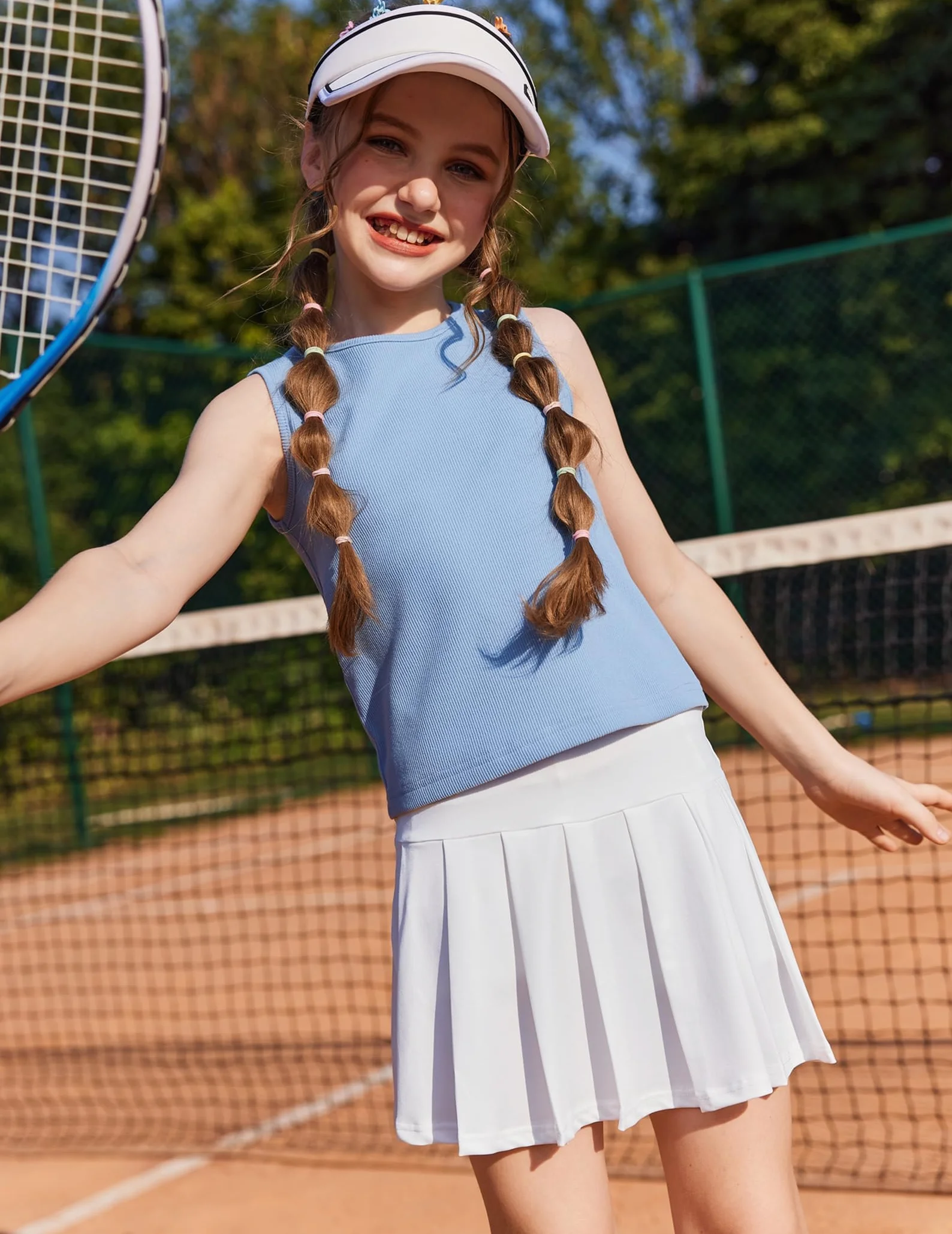 Arshiner Gonna da Bambina Gonna da Tennis Gonna a Pieghe a Vita Alta per Bambini Gonna da Golf Tinta Unita Gonna Sportiva a Pieghe con Tasche Pantaloni Interni Casual 6-13 Anni