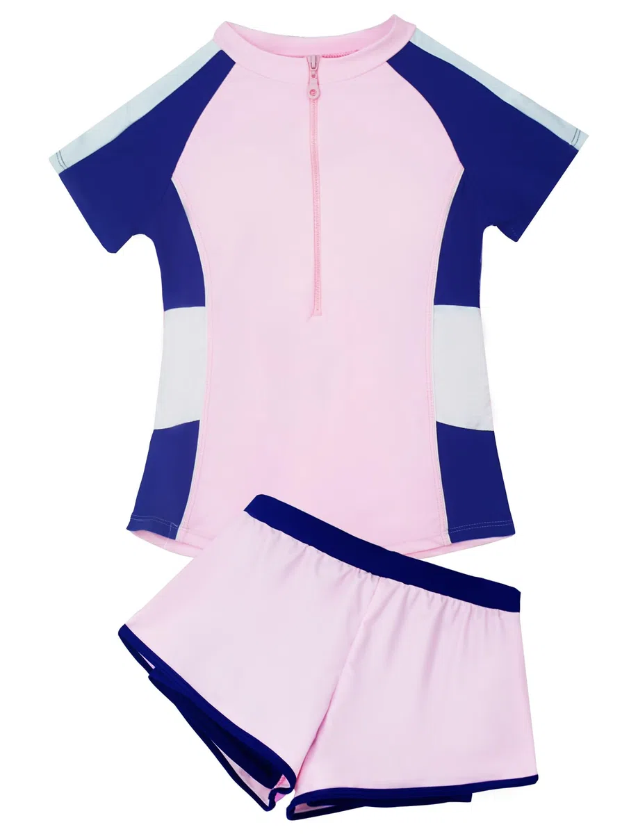 SEAUR Costumi da bagno per ragazze Ragazze Rash Guard Costumi da bagno ad asciugatura rapida Costumi da bagno con cerniera frontale Costume da bagno per bambini Costume da bagno a
