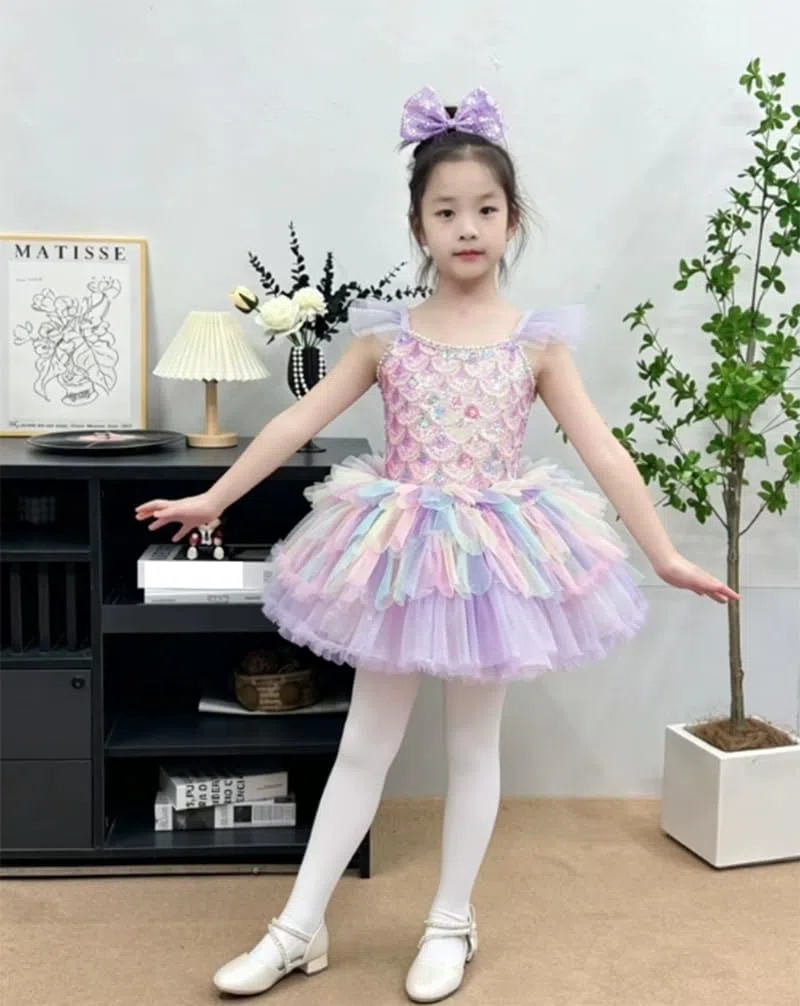 Abito da Ballo in Tulle per Bambina, Gonna da Spettacolo di Danza del Lago dei Cigni, Body da Ballerina, Costume per spettacoli teatrali
