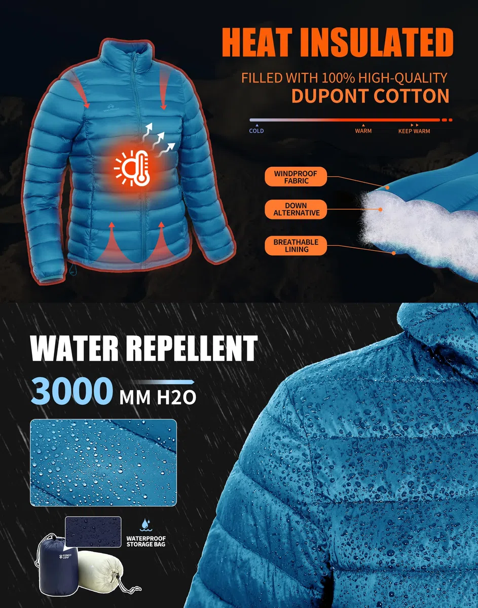 Pioneer Camp Piumino da donna ripiegabile invernale leggero trapuntato cappotto idrorepellente isolato termico caldo capispalla